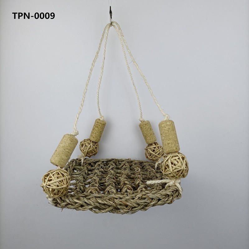 Seagrass ​Bird  Mat Cork Bird Foraging Toy Rattan Ball Parrot Swing for Bird Foot Toys TPN-0007