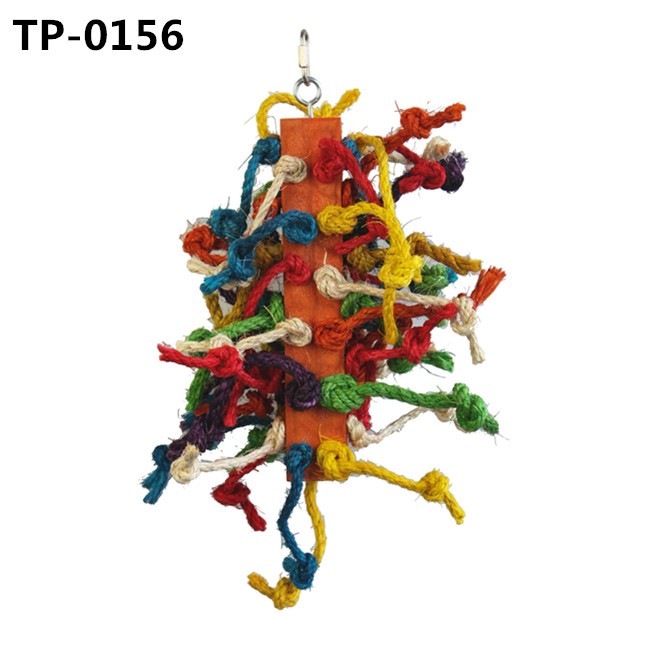 Bird Preening Toy with Natural Food Coloring Sisal Rope Knots for Parrot Climbing Bites Chewing