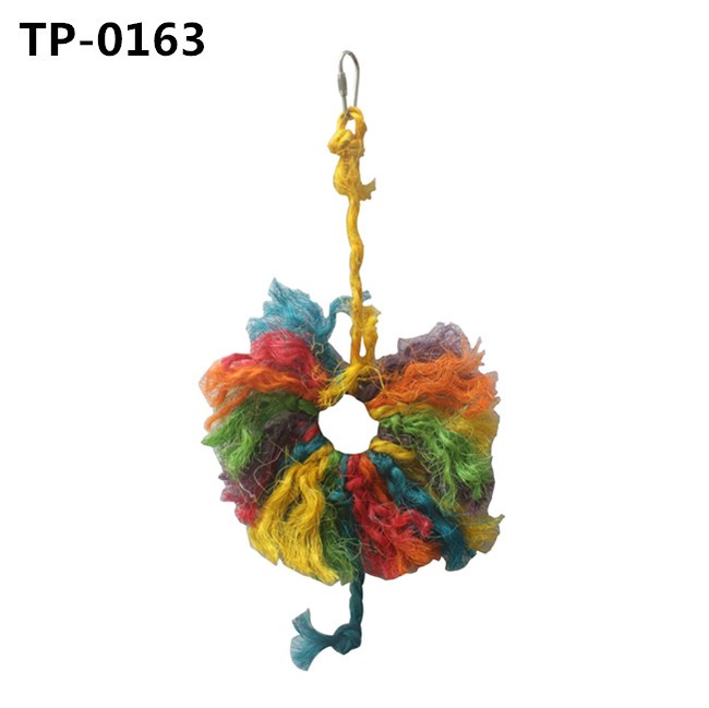 Bird Preening Toy with Natural Food Coloring Sisal Rope Knots for Parrot Climbing Bites Chewing