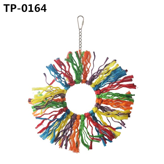 Bird Preening Toy with Natural Food Coloring Sisal Rope Knots for Parrot Climbing Bites Chewing