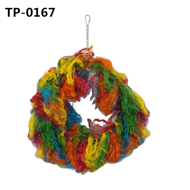 Bird Preening Toy with Natural Food Coloring Sisal Rope Knots for Parrot Climbing Bites Chewing