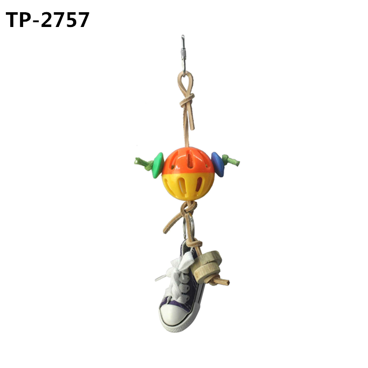 Durable Hanging Sneaker Shoe Toy with stainless steel spoon parrot toys for Medium and Large Parrot Birds