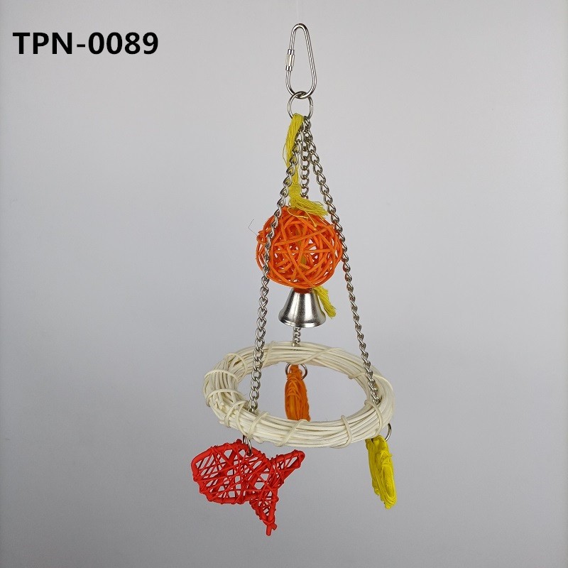 Bird Swing Toys Bird Cage Toy with Rattan Fish for Budgies Cockatiel Parrots Parakeets Lovebirds Biting Chewing Standing Perching ​TPN-0089