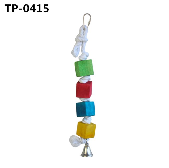 Colorful Bird Wood Bite Chew Cage Hanging Toys for Cockatiels Macaws Parrots Small Medium Parrot