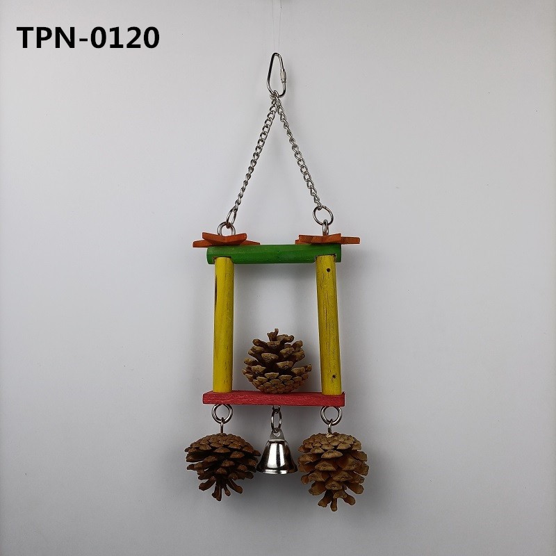 Bird Wooden Swing Hanging Chewing Pet Toys Cages Birdcage Accessories for Lovebirds Rodent Parakeet Parrot Cockatiel Gecko Hermit TPN-0120