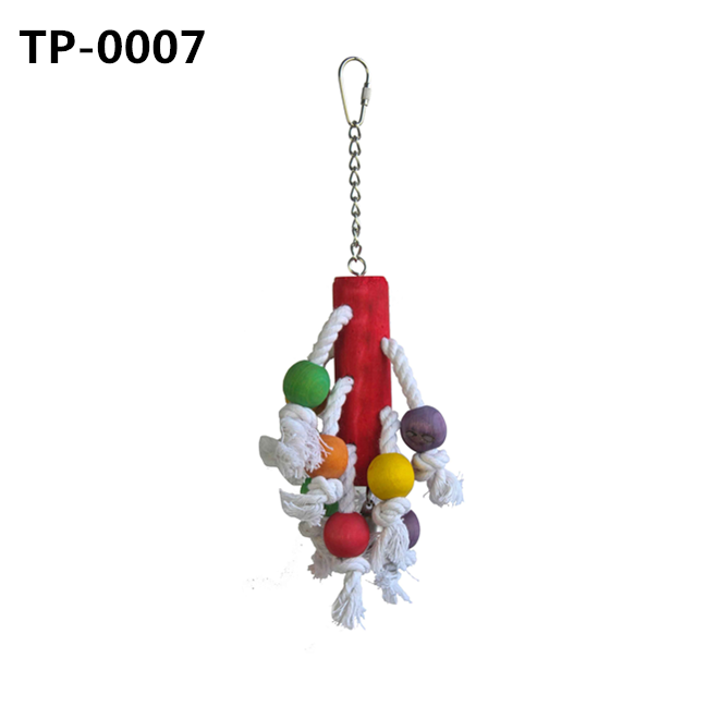 Chewable Play Bird Toy with Colorful Wooden Blocks & Sisal Rope Knots for Bird Supplies Wholesaler