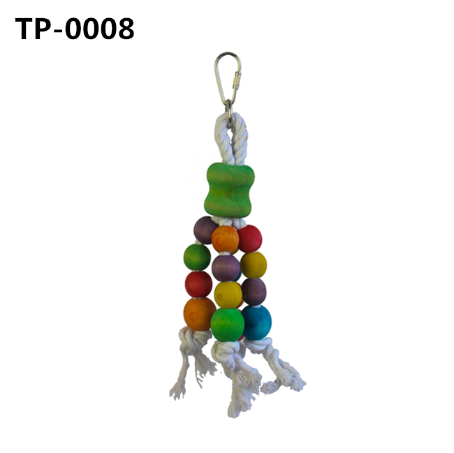 Chewable Play Bird Toy with Colorful Wooden Blocks & Sisal Rope Knots for Bird Supplies Wholesaler