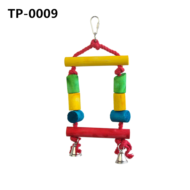 Chewable Play Bird Toy with Colorful Wooden Blocks & Sisal Rope Knots for Bird Supplies Wholesaler