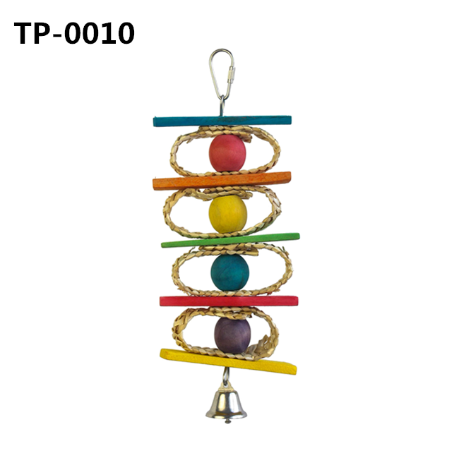 Chewable Play Bird Toy with Colorful Wooden Blocks & Sisal Rope Knots for Bird Supplies Wholesaler