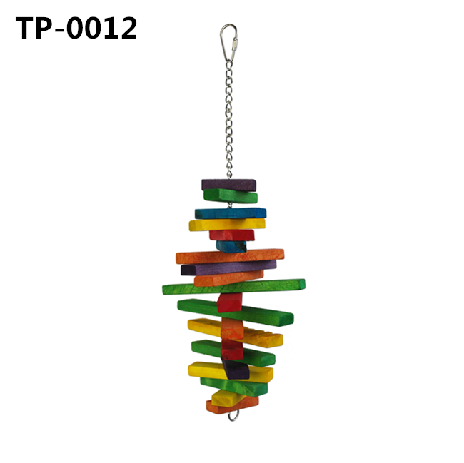 Chewable Play Bird Toy with Colorful Wooden Blocks & Sisal Rope Knots for Bird Supplies Wholesaler