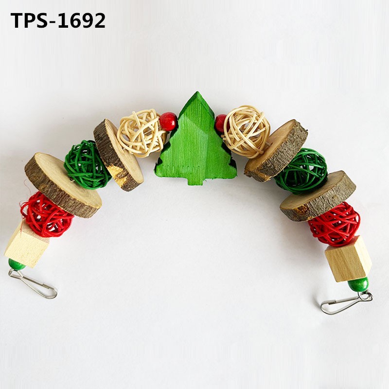 Christmas Bird Toys Set of  Vine Xmas Wreath and Gingle Bell Ring Parrot Swing for Small Pet Toy TPS-1690/1691/1692