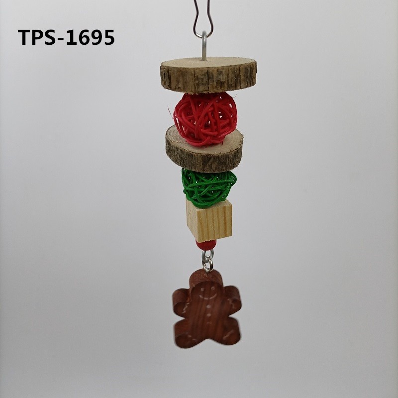 Wood Gingerbread Man Rattan Balls Christmas Bird Toy for Parrots Budgies Parakeets Cockatiels Lovebirds TPS-1695 - Image 1