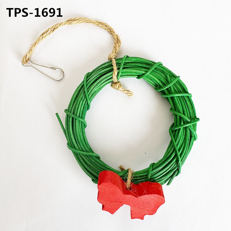 X-mas Wreath Vine Swing Bird Toy​ Christams Pet Rattan Garland Toys Bird Cage Hanging Christmas Wreath Decoration for Budgie Lovebirds Conures Parakeet TPS-1691