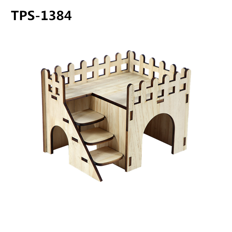 Fun Slide ​Hamster Wood House Guinea Pig Toys Hamsters Hide Out Climbing Ladder Wooden Funny Play Chew Toy Two Layers Hut for Small Animals Rat Mouse Hideouts Dwarf Gerbil  TPS-1383/84/85