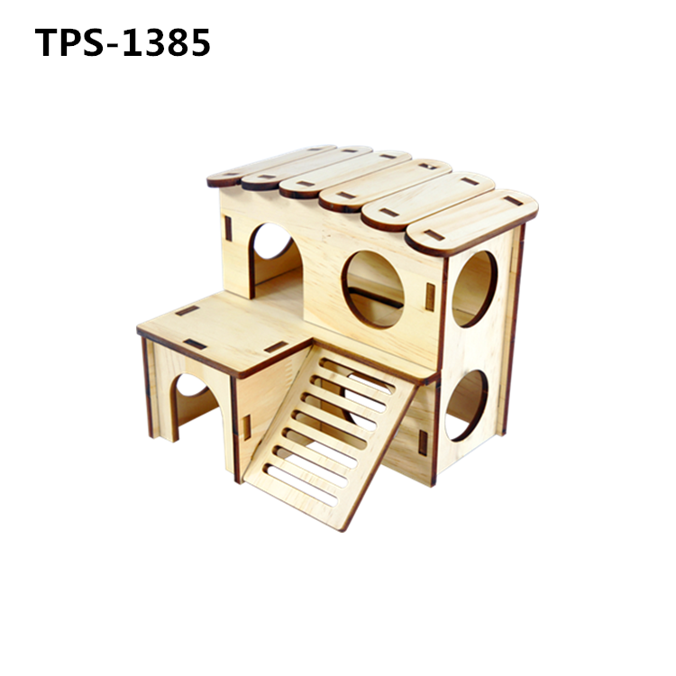 Fun Slide ​Hamster Wood House Guinea Pig Toys Hamsters Hide Out Climbing Ladder Wooden Funny Play Chew Toy Two Layers Hut for Small Animals Rat Mouse Hideouts Dwarf Gerbil  TPS-1383/84/85