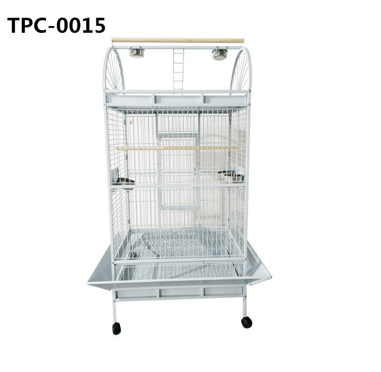 Large Rust Resistant Metal Parrot Cage for Birds with Rooftop Ladder and Playtop