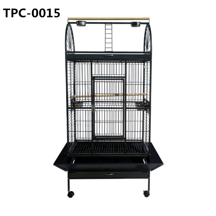 Large Rust Resistant Metal Parrot Cage for Birds with Rooftop Ladder and Playtop