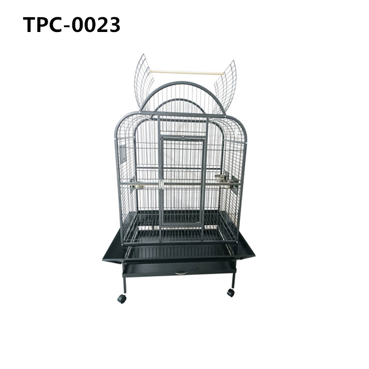 Top Open Large Wrought Iron Bird Flight Cage with Rolling Stand for African Grey Parrot Cockatiel Sun Parakeet Conure Lovebird Canary​​