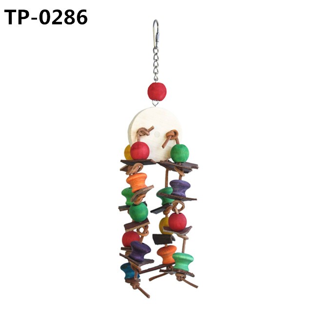 Leather Bird Toy Parrot Cage Toys for Budgie Cockatiel Conure Cage with Cowhide Rope for Bites