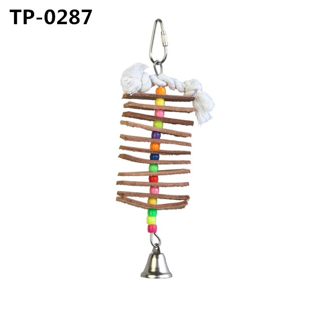 Leather Bird Toy Parrot Cage Toys for Budgie Cockatiel Conure Cage with Cowhide Rope for Bites