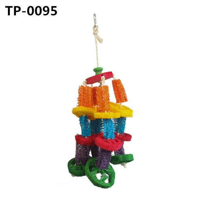 Loofah Bird Chewing Toys Cage Hanging Foraging Coop Accessories for Parrot Parakeet