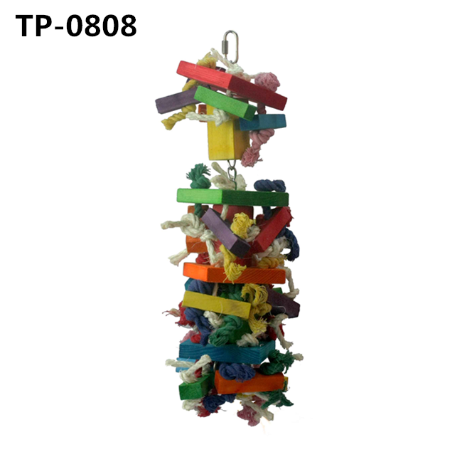 Multicolored Large Wooden Blocks Bird Chewing Toy for Macaws Cokatoos African Grey Large Medium Parrot