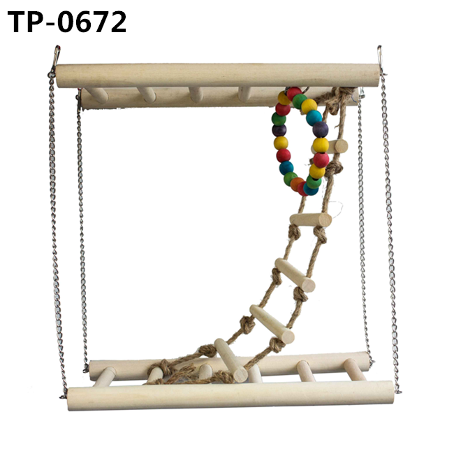 Natural Parrot Wooden Block Cage Tearing Hanging Toys with China Wholesale Price