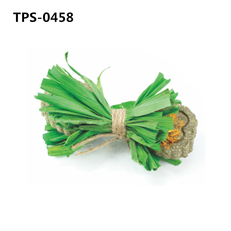 Natural Rabbits Treats Timothy Hay Balls Grass Cake with Corn Husk Decoration Chew Toy for Hamsters,Bunny, Chinchilla,Guinea Pigs​ TPS-0457/458/459