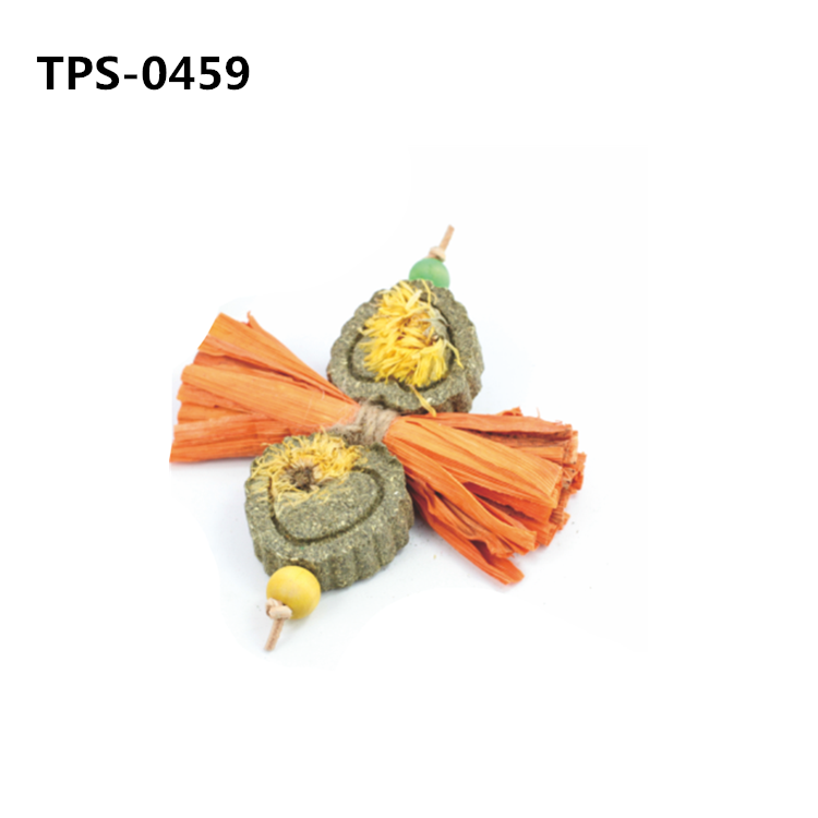 Natural Rabbits Treats Timothy Hay Balls Grass Cake with Corn Husk Decoration Chew Toy for Hamsters,Bunny, Chinchilla,Guinea Pigs​ TPS-0457/458/459