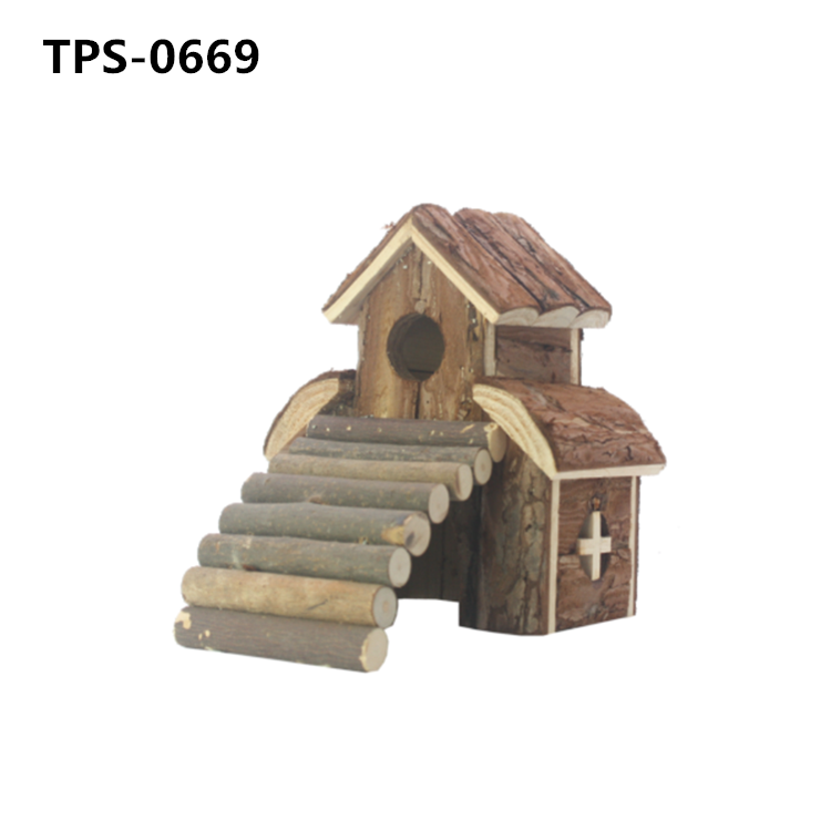 Natural Wooden Hamster Playground Small Animal Multi-Room Hideouts Houses with Climbing Ladders & Bridge for Dwarf Hamster Mice and Other Small Animals ​TPS-0669/670