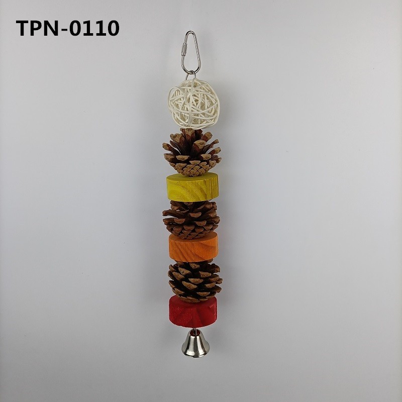  Parrot toys Pinecone and Wood Blocks Bird Bite Rattan Toy Parrot Cage Accessories Pine Cone  TPN-0110