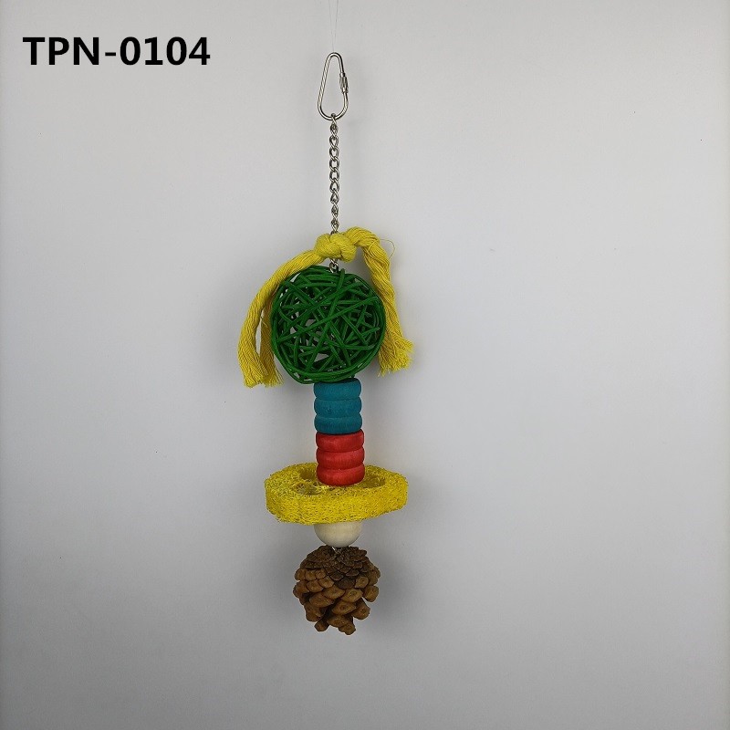 Bird Chew Toys, Rattan Ball,Loofah,Wood Block and Pine ConeTreats for Conure Cockatoo Parakeet Budgies Cockatiel Lovebirds Pets Cage Bite Toys​ TPN-0104 - 副本