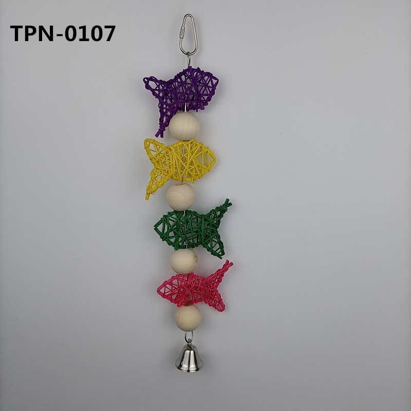 Parrot Toy Rattan Ball Fish Shape Birds Decorative Hanging Cage Toy for Small Bird Cockatiel​ Parakeet​ TPN-0107