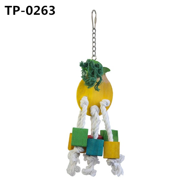 Small Bird Parrot Hanging Bite Wooden Blocks Cage Fun Toy with China Wholesale Price