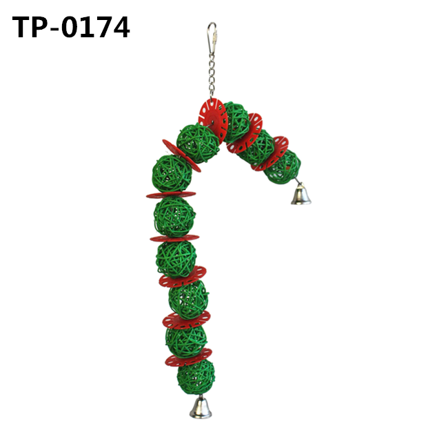 Vine Ball Candy Cane Christmas Bird Toy for Parrotlets, Parakeets, Cockatiels, Lovebirds ​ TP-0174