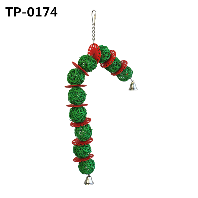 Vine Ball Candy Cane Christmas Bird Toy for Parrotlets, Parakeets, Cockatiels, Lovebirds TP-0174 - Image 1