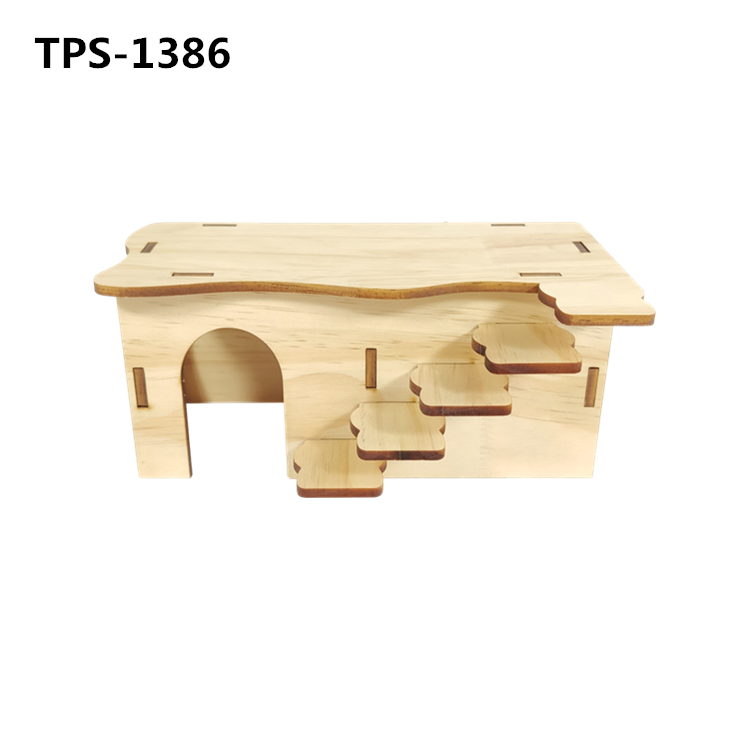 Wood Hamster House,Chinchilla Hut with Steps Ladders and Window Multi-Chamber Small Animal Hideout Maze Habitat Decor for Dwarf Mice,Rats,Mouse Gerbils, Chinchilla TPS-1382/1386