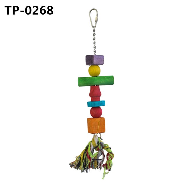 Wooden Block Cotton Knots Bird Parrot Toys for Small and Medium Parrots and Birds